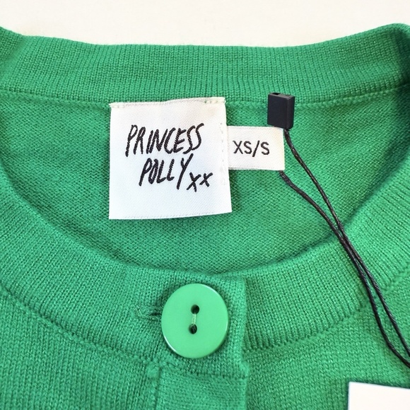 Princess Polly Green Knit Cardigan Sweater Size XS/S Button Front Stretch NWT - Picture 7 of 11